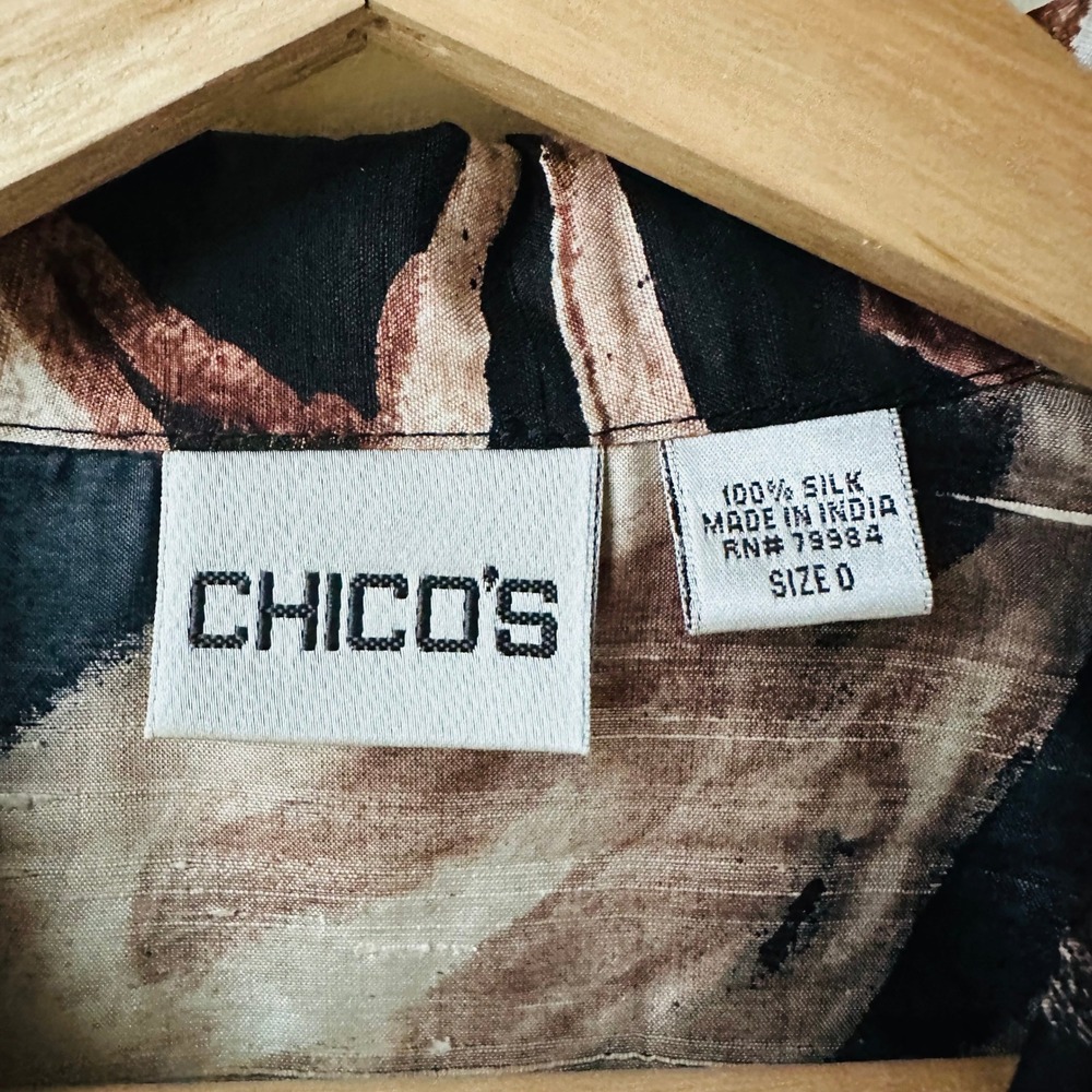 Vintage‎ Chico's 100% Silk Cropped Floral Jacket Blouse Size 0 Small - Picture 4 of 6